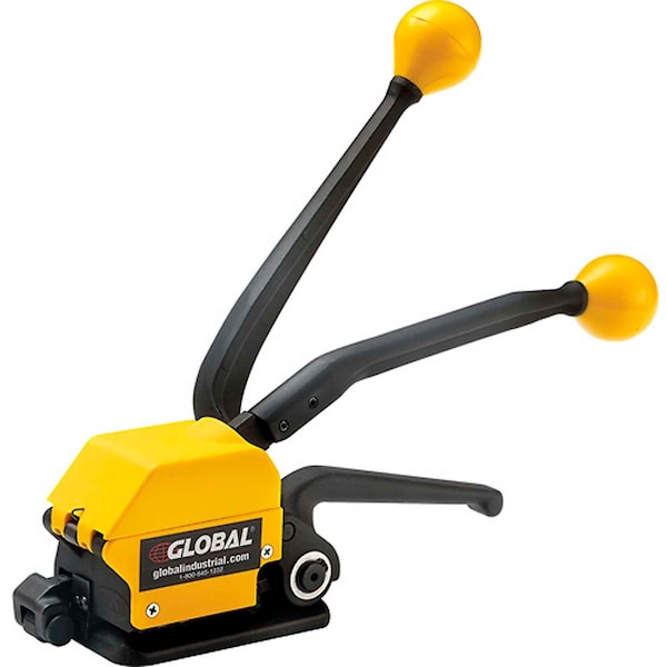 Global Industrial Sealless Strapping Tool For 1/2, 5/8 & 3/4W Steel Strapping, Yellow/Black 412417 - main